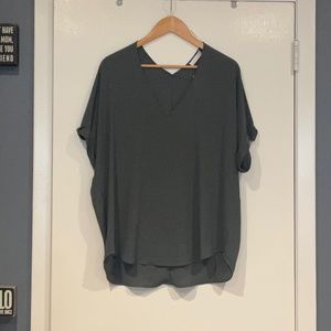 Lush green thyme color v neck blouse